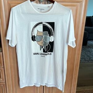Karl Lagerfeld White and Black Graphic Tee